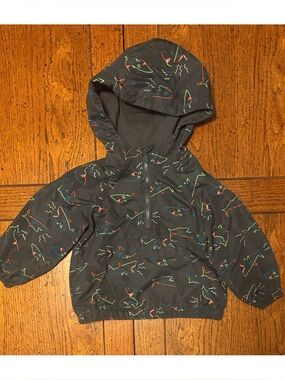 Old Navy Toddler Hooded Water-Resistant Windbreaker, Neon Shark Accents, 2T